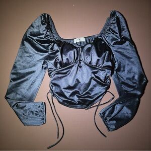 Chic Black Satin Women's Crop Top